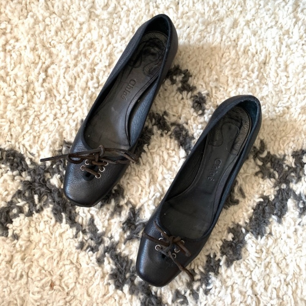 Vintage Chloé black leather lace up heels - Picture 3 of 9